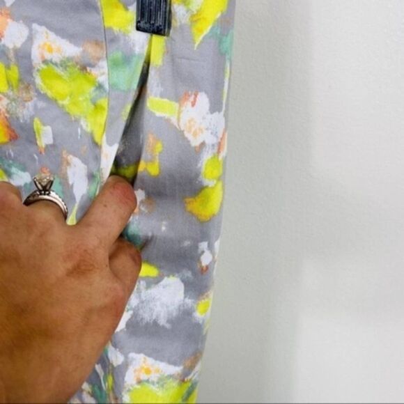 J. Crew style 27112 Stretch gray yellow Watercolor Sateen Mini Skirt size 0 - Picture 6 of 8